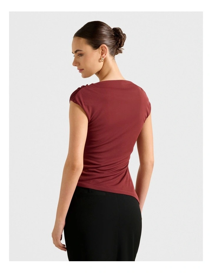 Tilda Mesh Asymmetric Top in Brown image 2