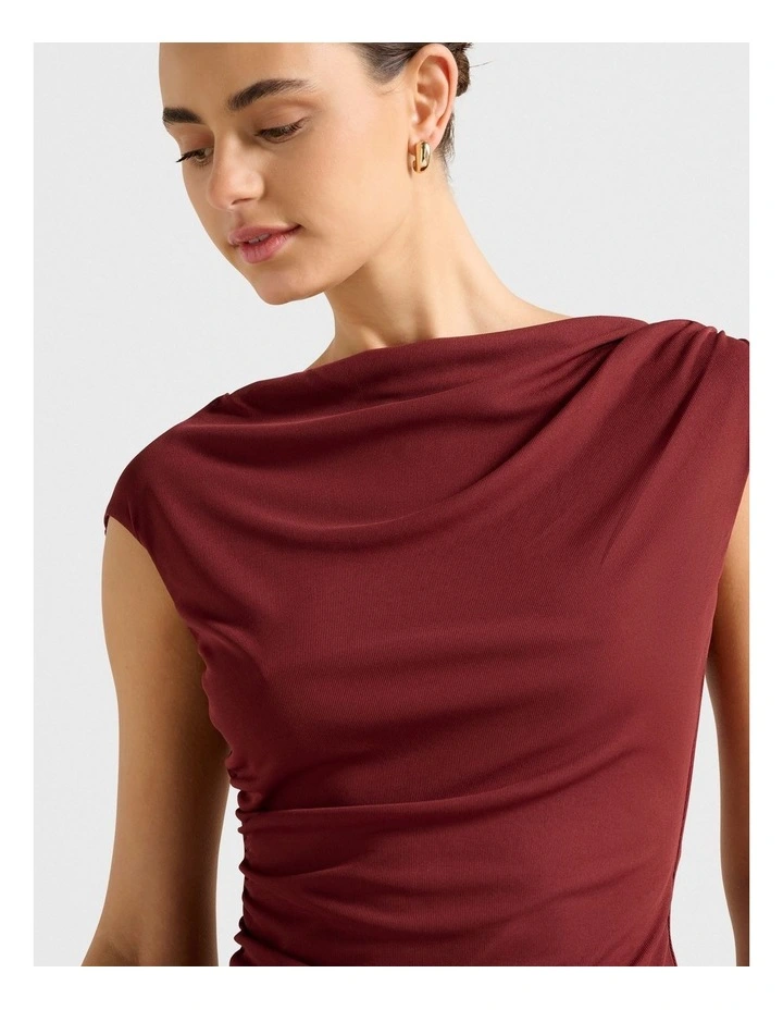 Tilda Mesh Asymmetric Top in Brown image 4