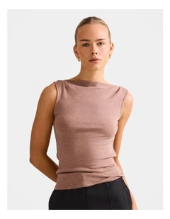 Josephine Straight Neck Tank Top in Brown