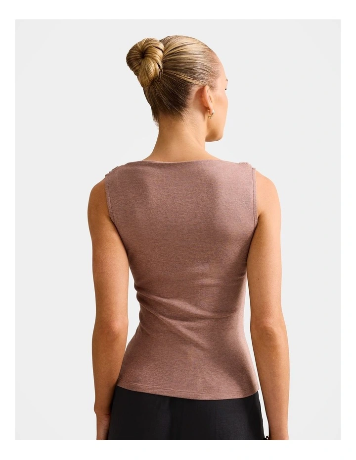 Josephine Straight Neck Tank Top in Brown image 2