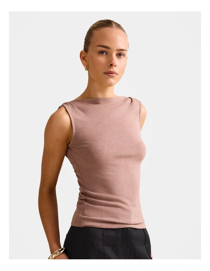 Josephine Straight Neck Tank Top in Brown image 3