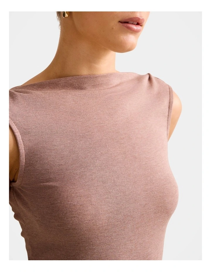 Josephine Straight Neck Tank Top in Brown image 4
