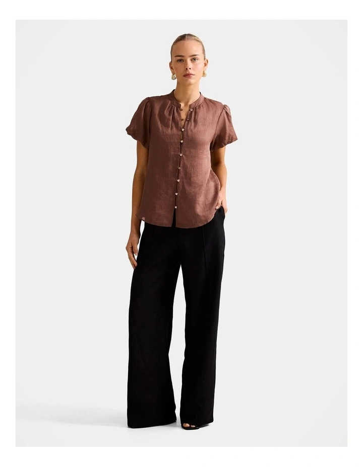 Everly Puff Sleeves Blouse in Brown image 5