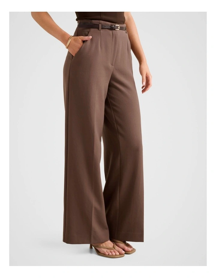 Chantelle Belted Wide Leg Pants in Brown image 3