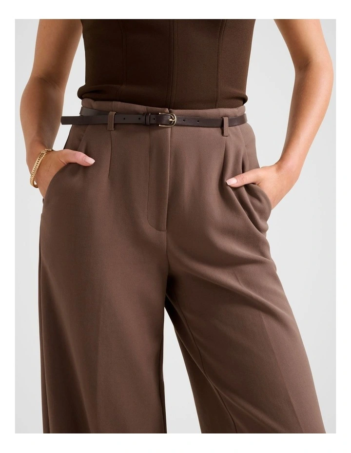 Chantelle Belted Wide Leg Pants in Brown image 4