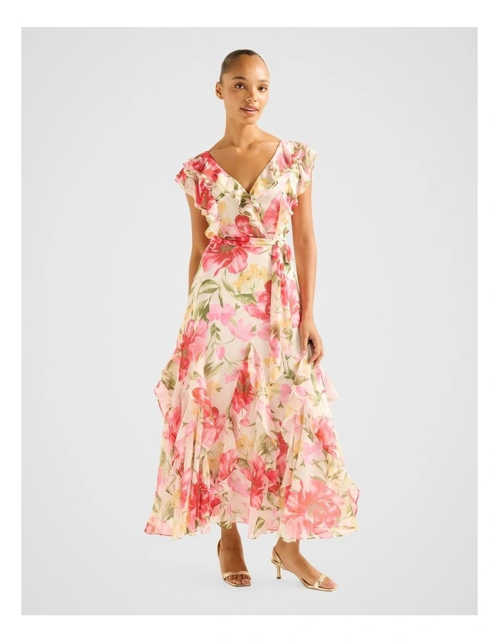 Naya Ruffle Midi Dress in Multi image 3
