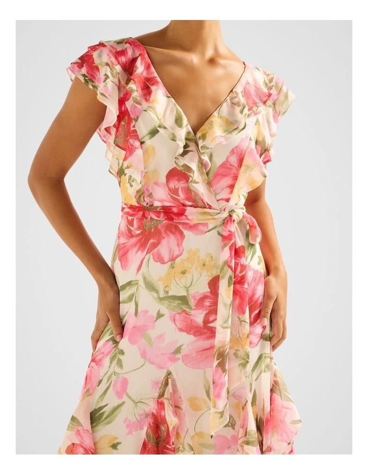 Naya Ruffle Midi Dress in Multi image 4