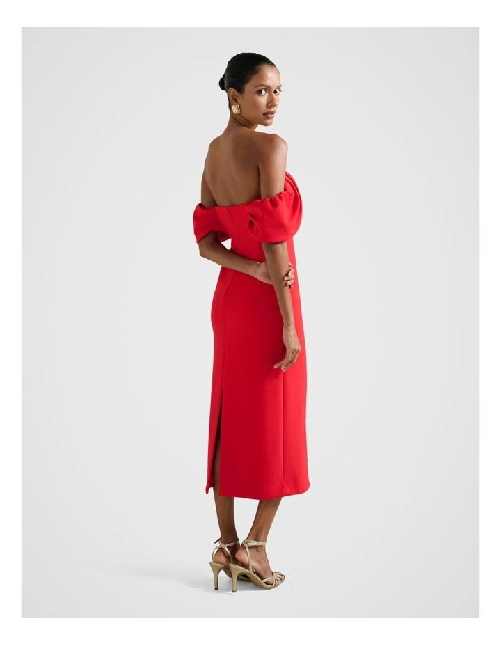 Jacinta Off Shoulder Midi Dress in Red image 2