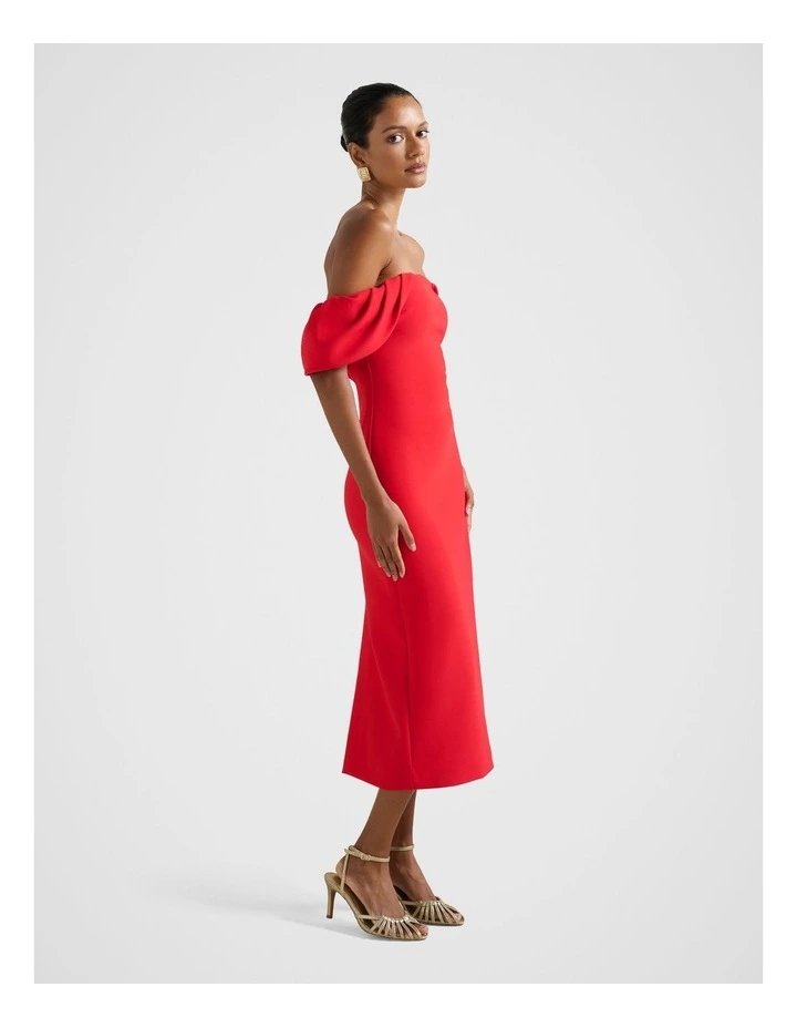 Jacinta Off Shoulder Midi Dress in Red image 3