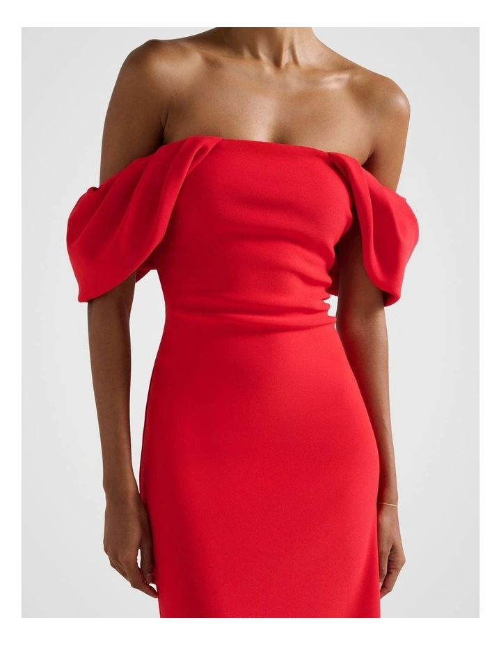 Jacinta Off Shoulder Midi Dress in Red image 4