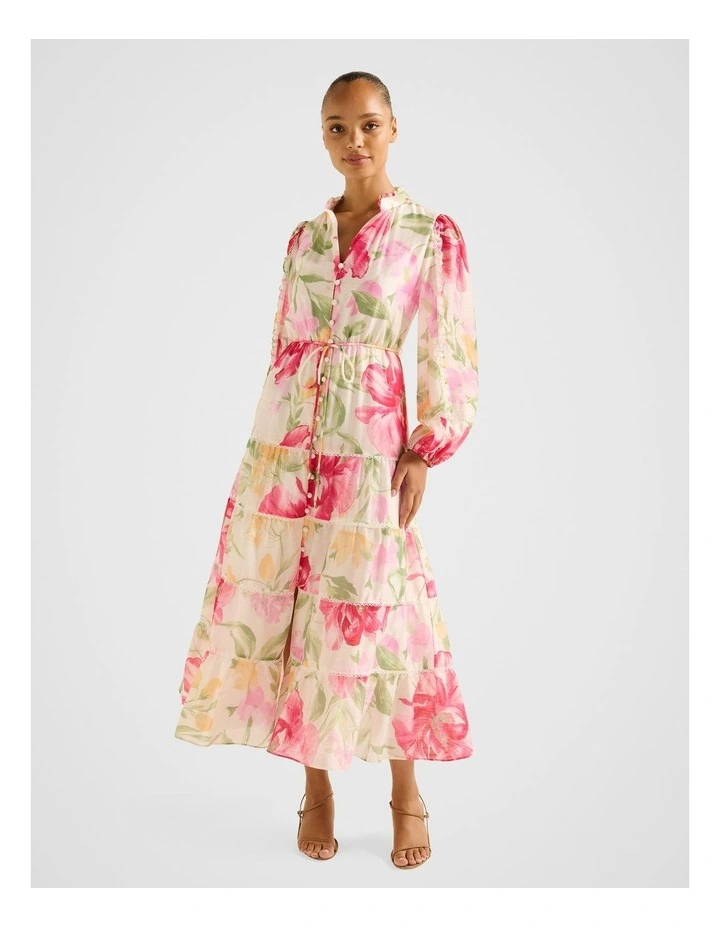 Jessie Button Down Midi Dress in Multi image 1