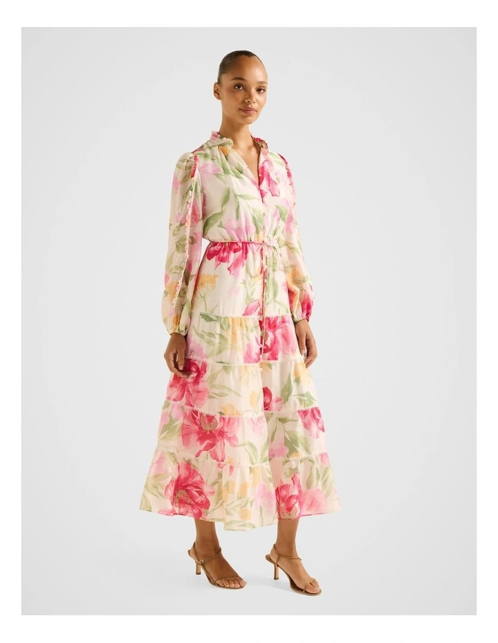 Jessie Button Down Midi Dress in Multi image 3