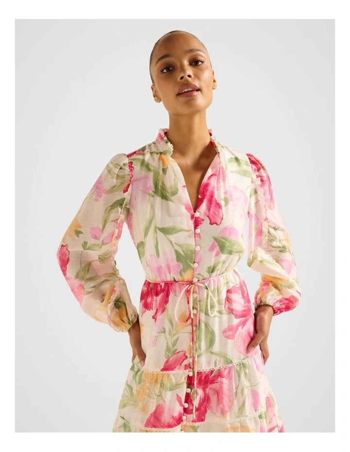 Jessie Button Down Midi Dress in Multi image 4