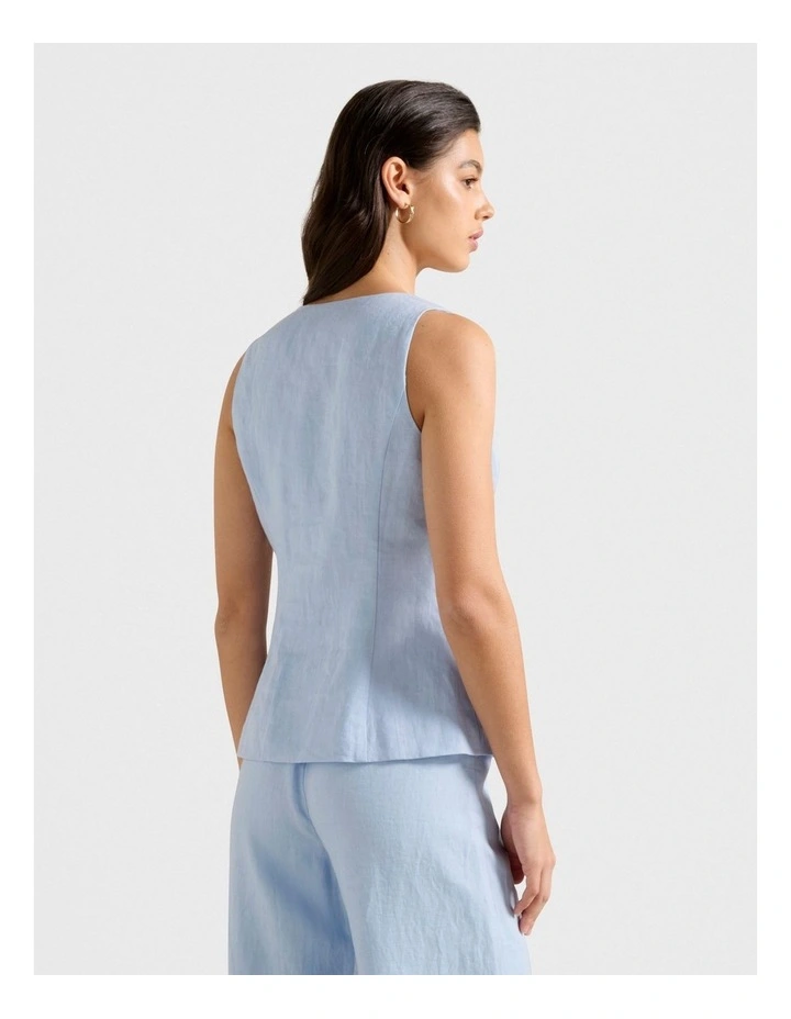 Tia Tie Front Waistcoat in Blue image 2
