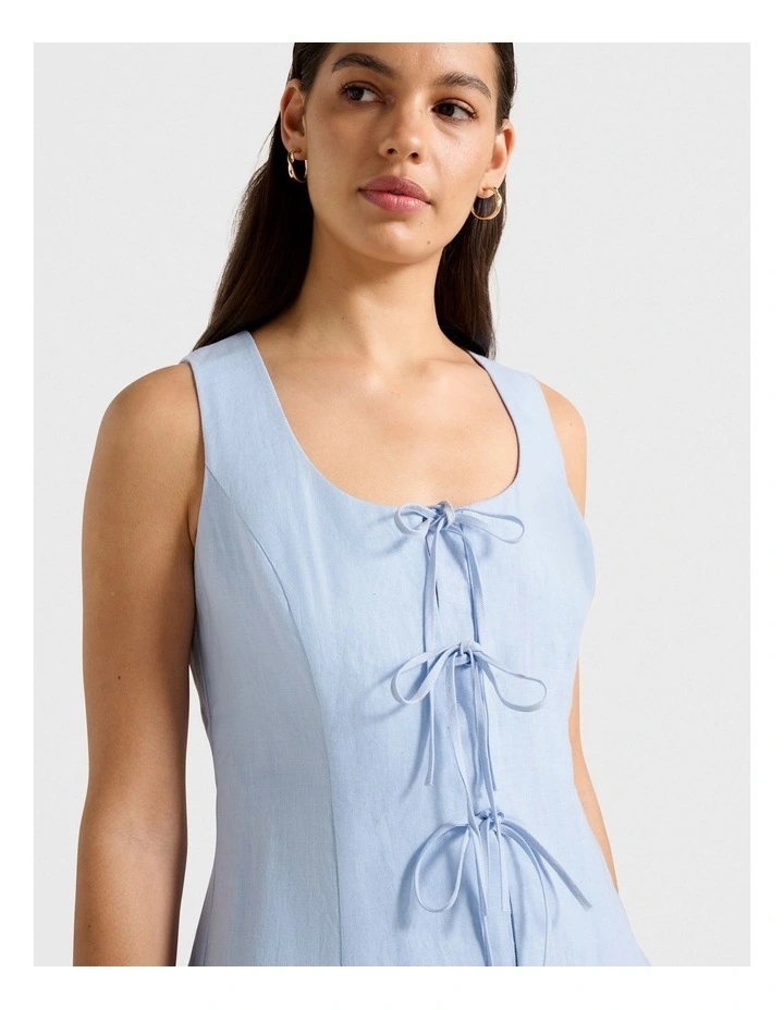 Tia Tie Front Waistcoat in Blue image 4