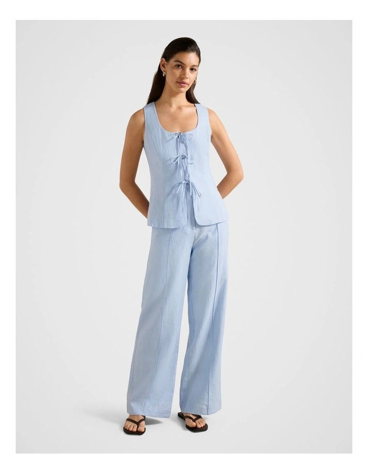 Tia Tie Front Waistcoat in Blue image 5