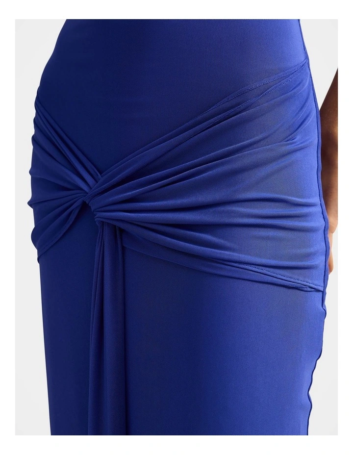 Abby Halter Neck Mesh Maxi Dress in Blue image 4
