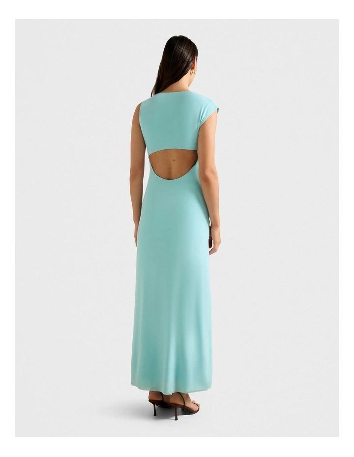 Karina Knotted Mesh Maxi Dress in Blue image 2