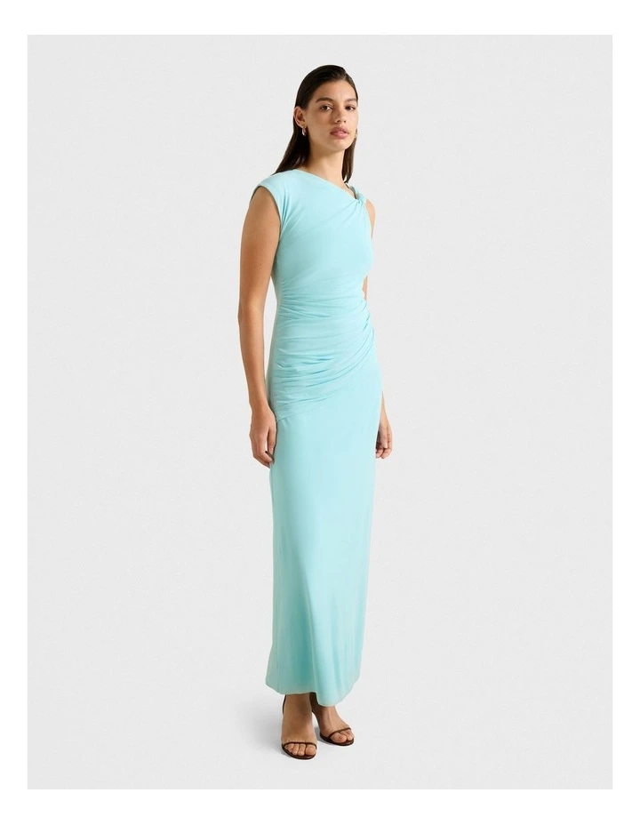 Karina Knotted Mesh Maxi Dress in Blue image 3