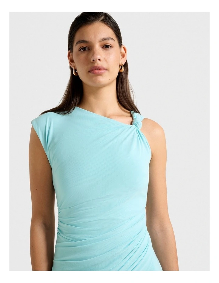 Karina Knotted Mesh Maxi Dress in Blue image 4
