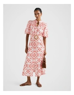 Rhiannon Broderie Midi Dress in Multi
