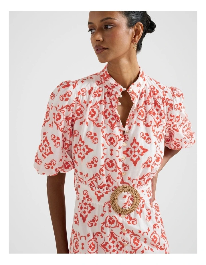 Rhiannon Broderie Midi Dress in Multi image 4