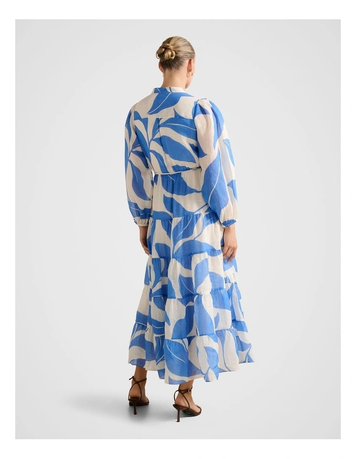 Adeline Tiered Midi Dress in Blue image 2