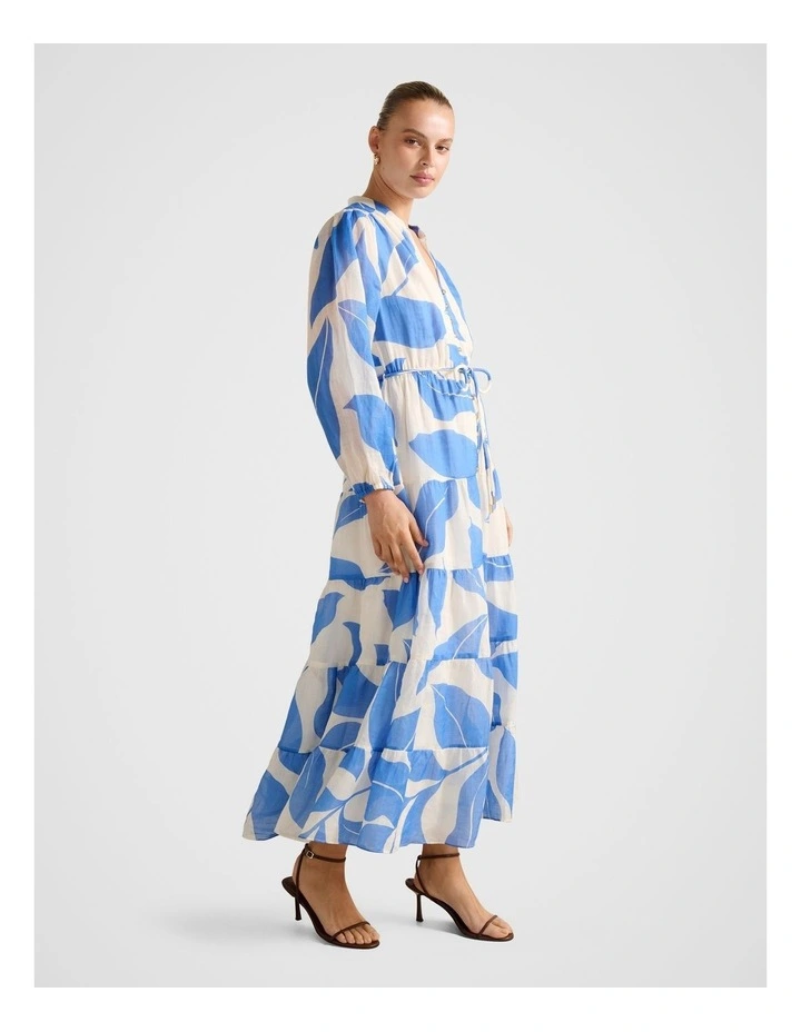 Adeline Tiered Midi Dress in Blue image 3