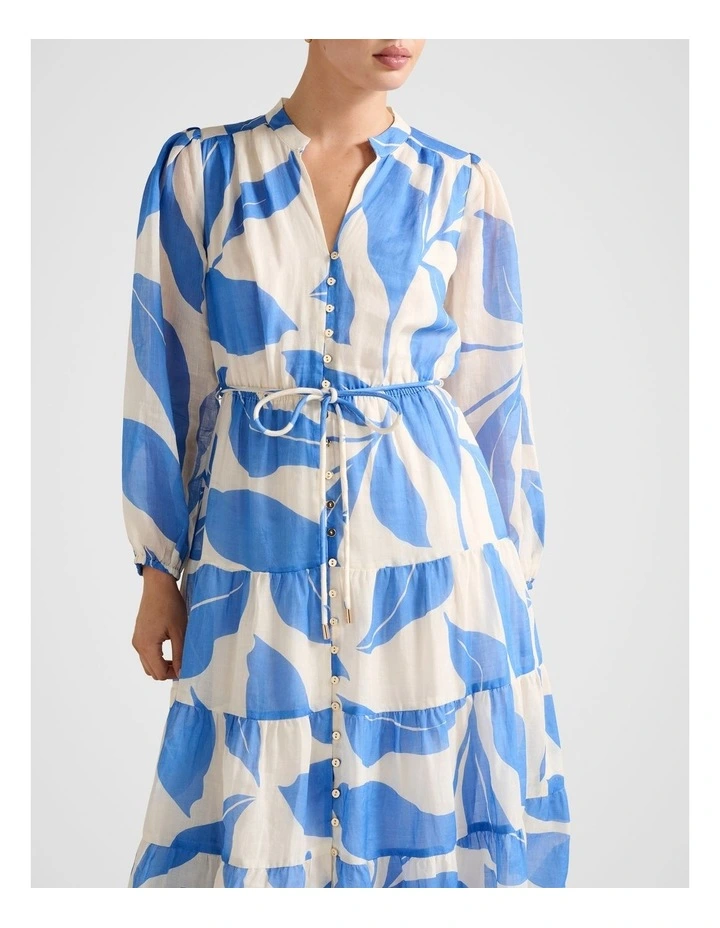 Adeline Tiered Midi Dress in Blue image 4