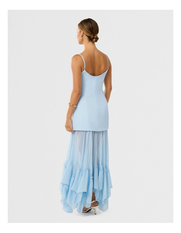 Paris Sheer Ruffle Maxi Dress in Blue image 2