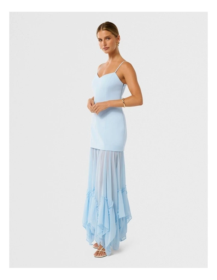 Paris Sheer Ruffle Maxi Dress in Blue image 3