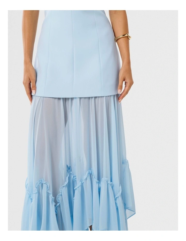 Paris Sheer Ruffle Maxi Dress in Blue image 4