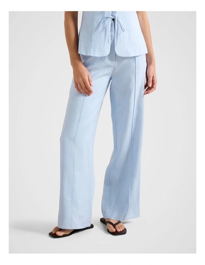 Posey Linen Wide Leg Pants in Blue image 1
