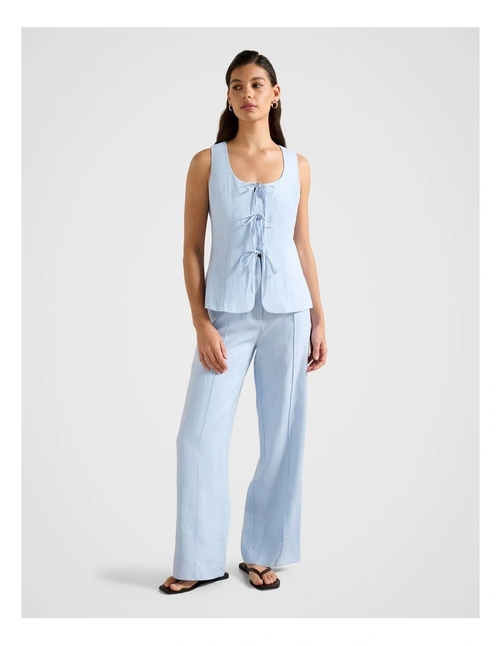 Posey Linen Wide Leg Pants in Blue image 5