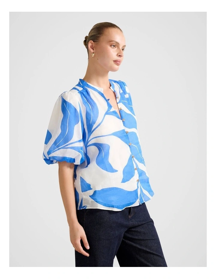 Paloma Puff Sleeves Blouse in Blue image 3