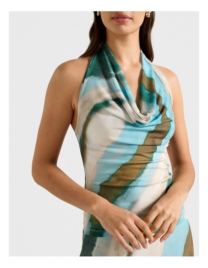 Della Halter Neck Top in Multi image 4