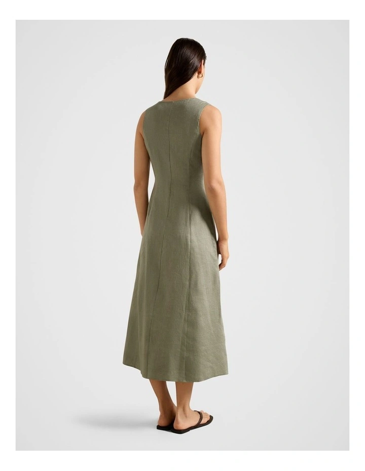Elina Button Down Midi Dress in Green image 2