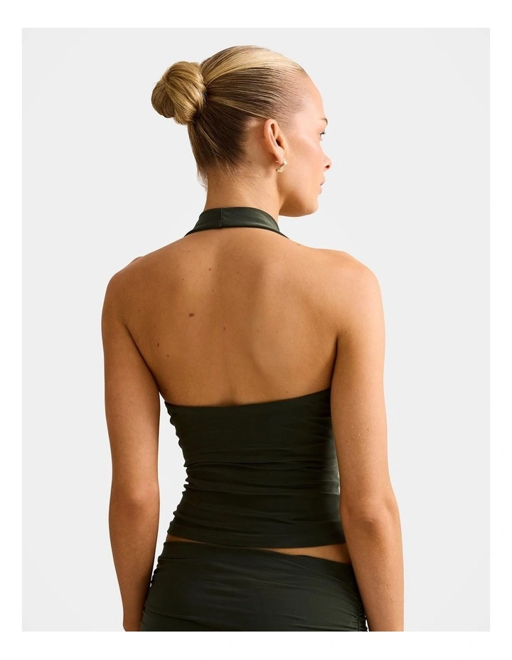 Della Halter Neck Top in Green image 2