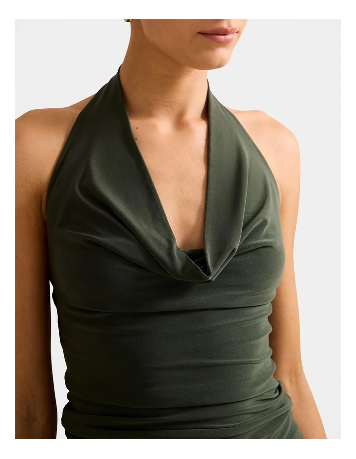 Della Halter Neck Top in Green image 4