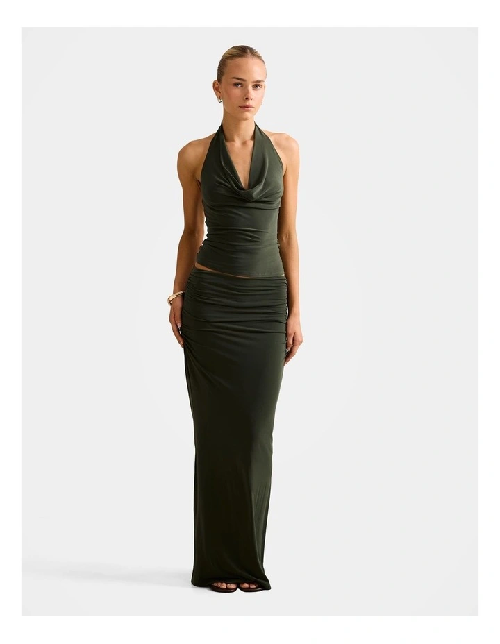 Della Halter Neck Top in Green image 5