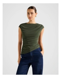Tilda Mesh Asymmetric Top in Green