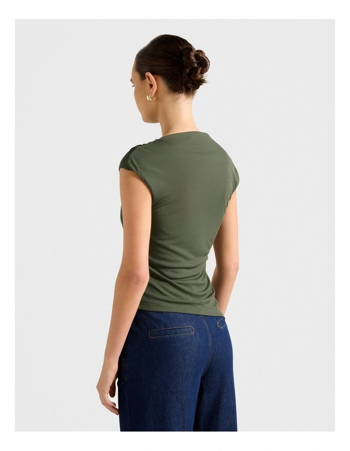 Tilda Mesh Asymmetric Top in Green image 2