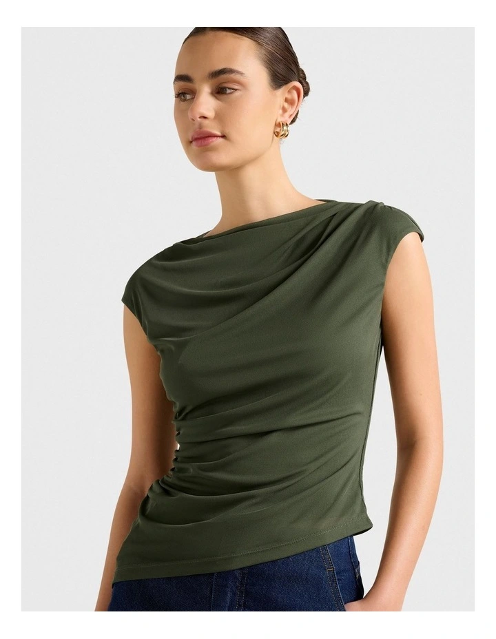 Tilda Mesh Asymmetric Top in Green image 4