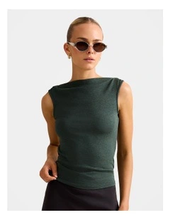 Josephine Straight Neck Tank Top in Green