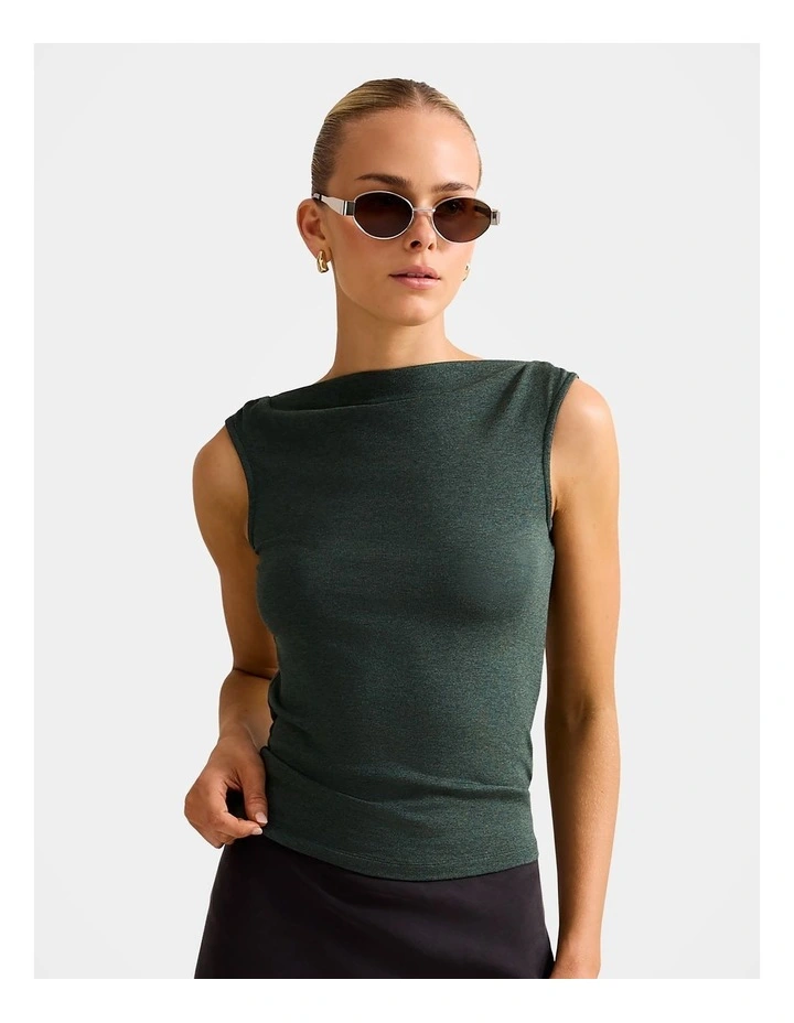 Josephine Straight Neck Tank Top in Green image 1