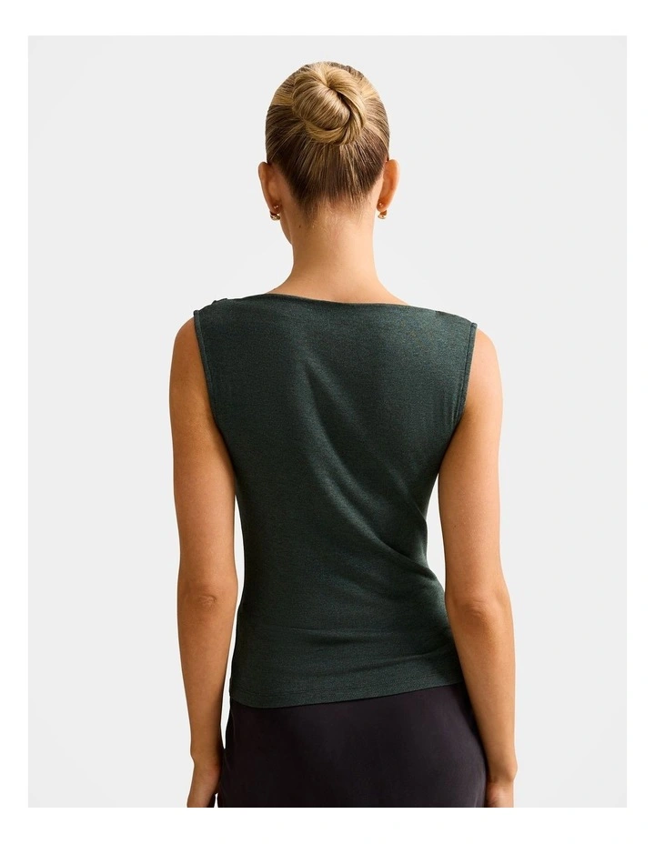 Josephine Straight Neck Tank Top in Green image 2