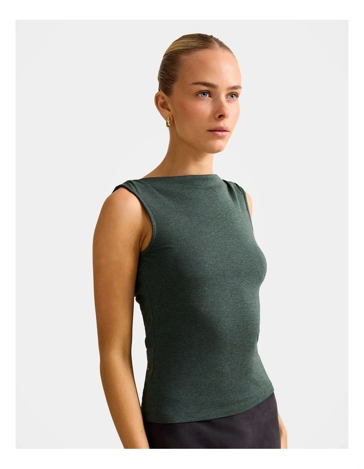 Josephine Straight Neck Tank Top in Green image 3
