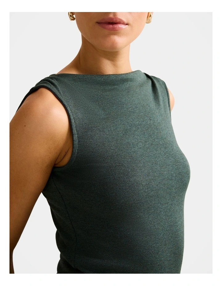 Josephine Straight Neck Tank Top in Green image 4