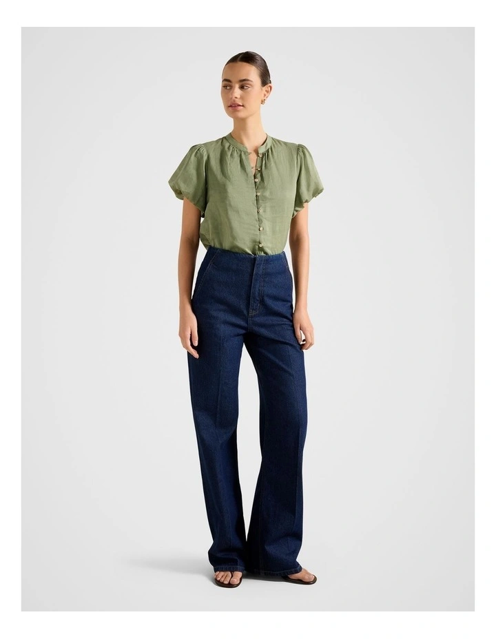 Everly Puff Sleeves Blouse in Green image 5
