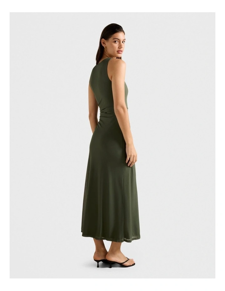 Amaya Sleeveless Mesh Midi Dress in Green image 2